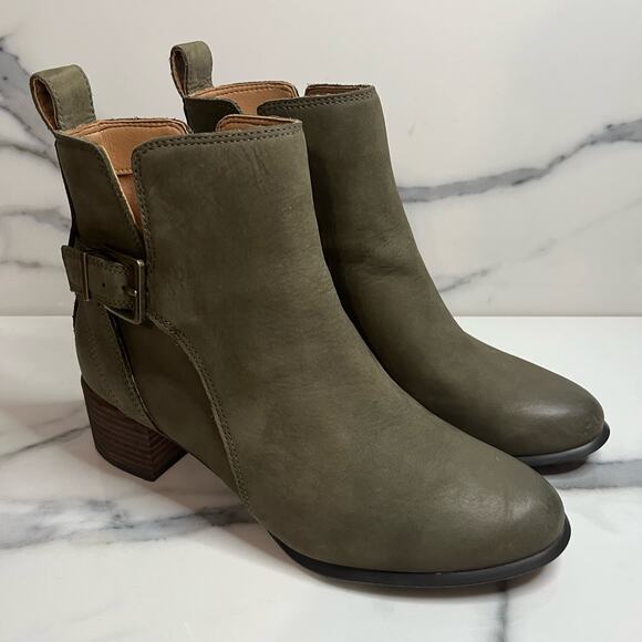 Vionic | Women's Olive Nubuck Leather Comfort Waterproof Ankle Sienna Boots Sz 5 - Picture 1 of 8
